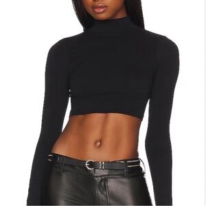 Free People Black Mock Neck Crop Top